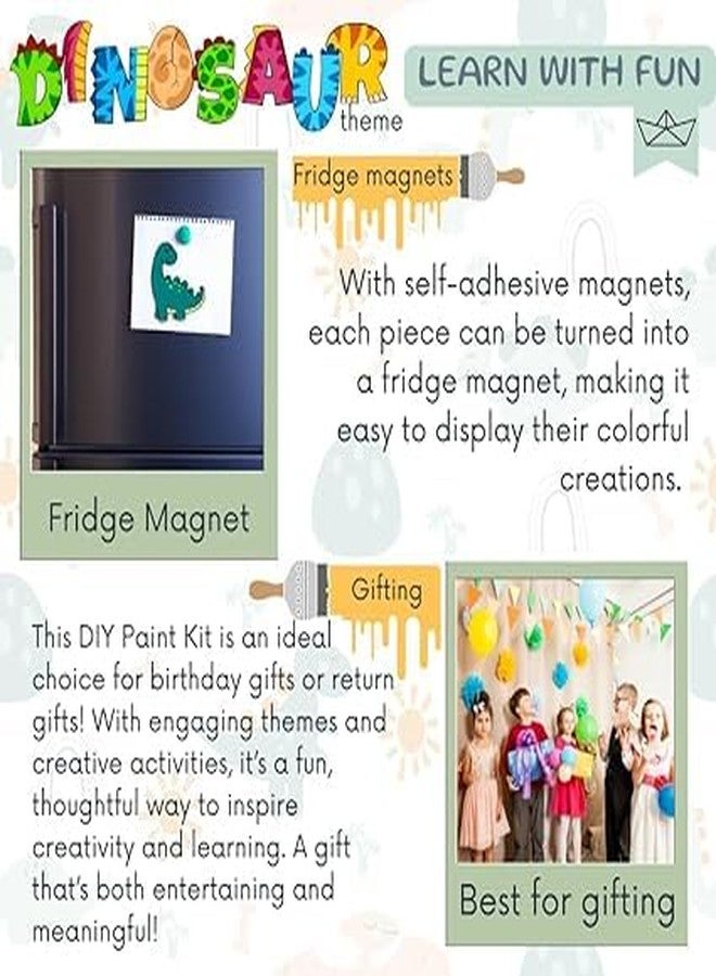 CRAFTER60 DIY Wooden Painting Kit for Kids 5+ - DIY Art & Craft Set with Paints, Brushes & Cutouts - Educational Creative Toy (Dinosaurs) - Image 2